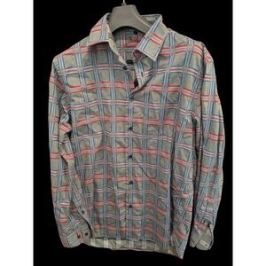 Luchiano Visconti Mens‎ Shirt Large  Plaid Casual 2 Plus Mercerized Cotton